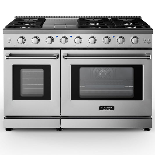 48 Inch Freestanding Natural Gas Range, 7 Burner Cooktop Food Warmers & Burners Options at Gallery Canada