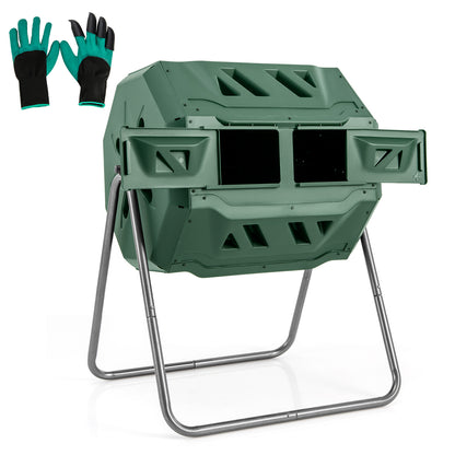 360° Rotatable Tumbling Composter with 2 Sliding Doors, Green Garden Tools at Gallery Canada