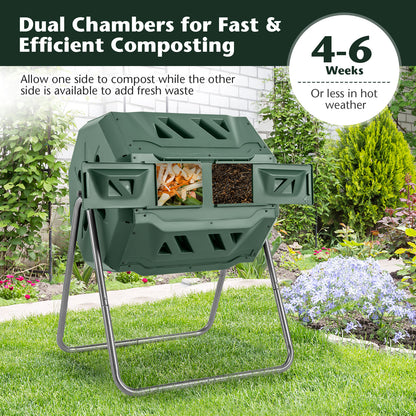 360° Rotatable Tumbling Composter with 2 Sliding Doors, Green Garden Tools at Gallery Canada