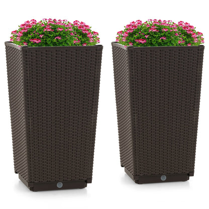 Outdoor Wicker Flower Pot Set, 2 Pieces, With Drainage Hole, Brown Raised Garden Beds at Gallery Canada