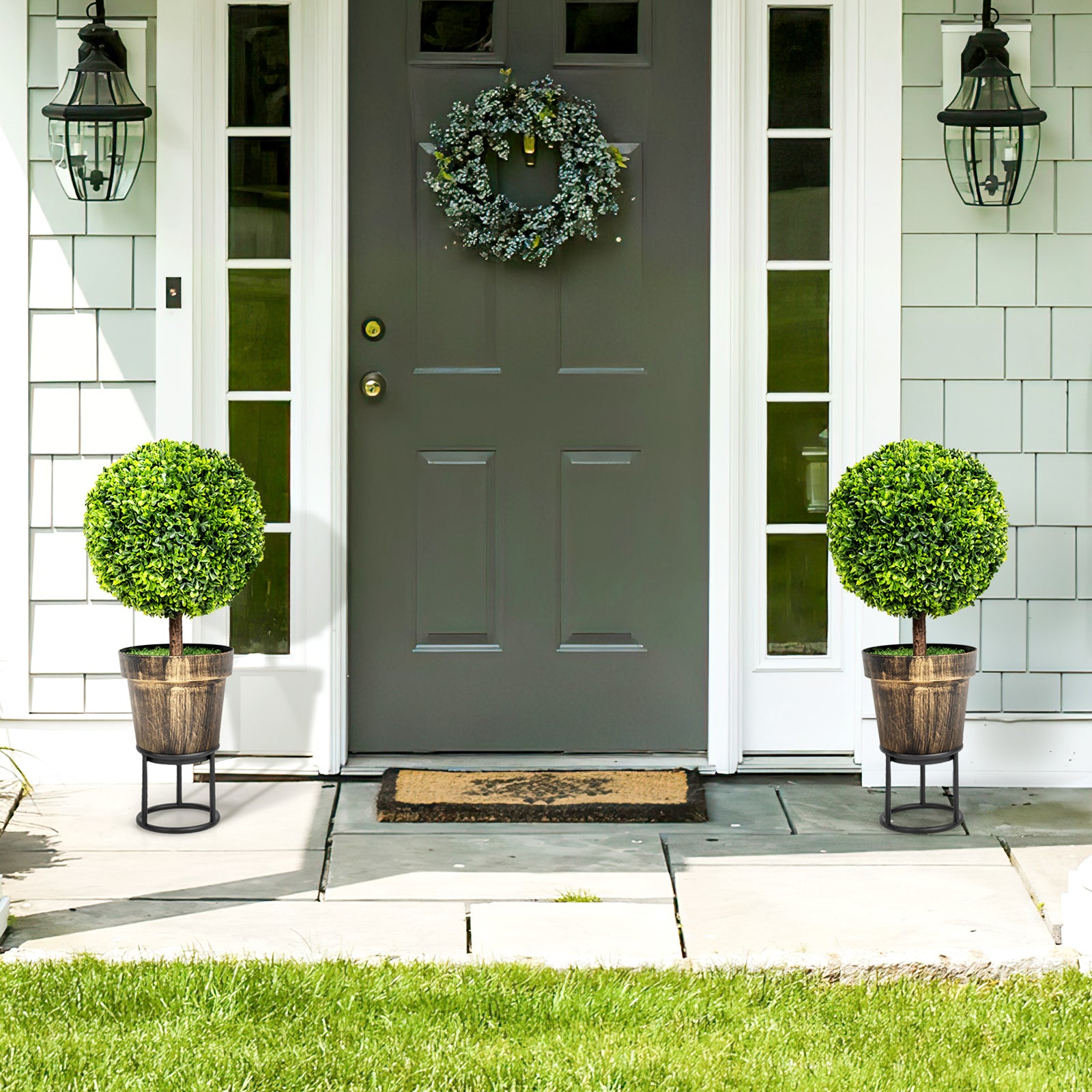 Artificial Ball Tree set of 2 with Natural Look and Water Resistance Faux Plants at Gallery Canada