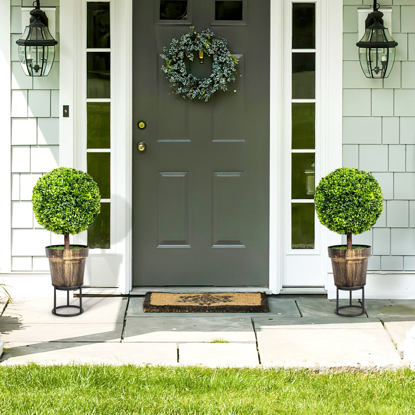 Artificial Ball Tree set of 2 with Natural Look and Water Resistance Faux Plants at Gallery Canada