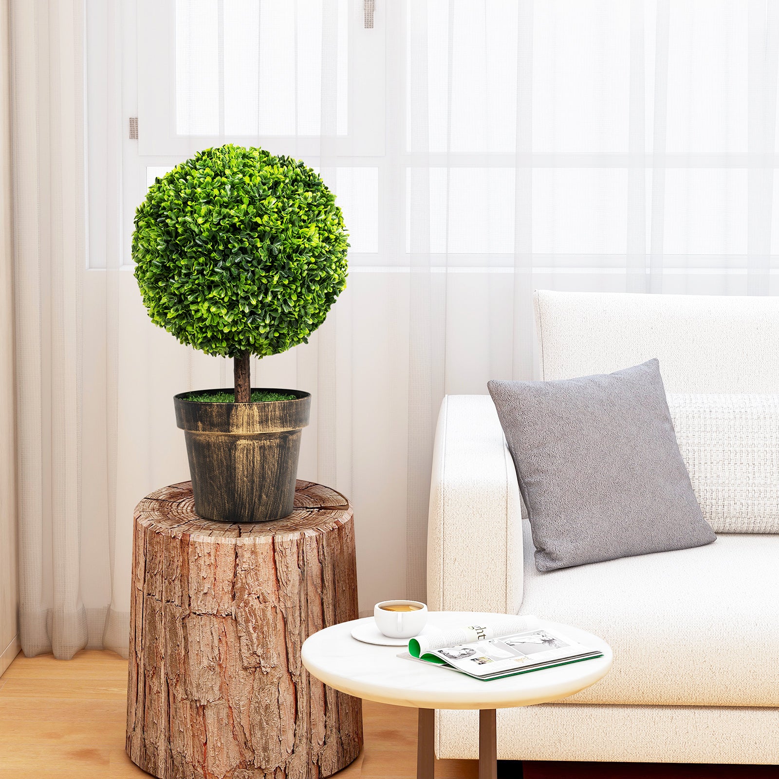 Artificial Ball Tree set of 2 with Natural Look and Water Resistance Faux Plants at Gallery Canada