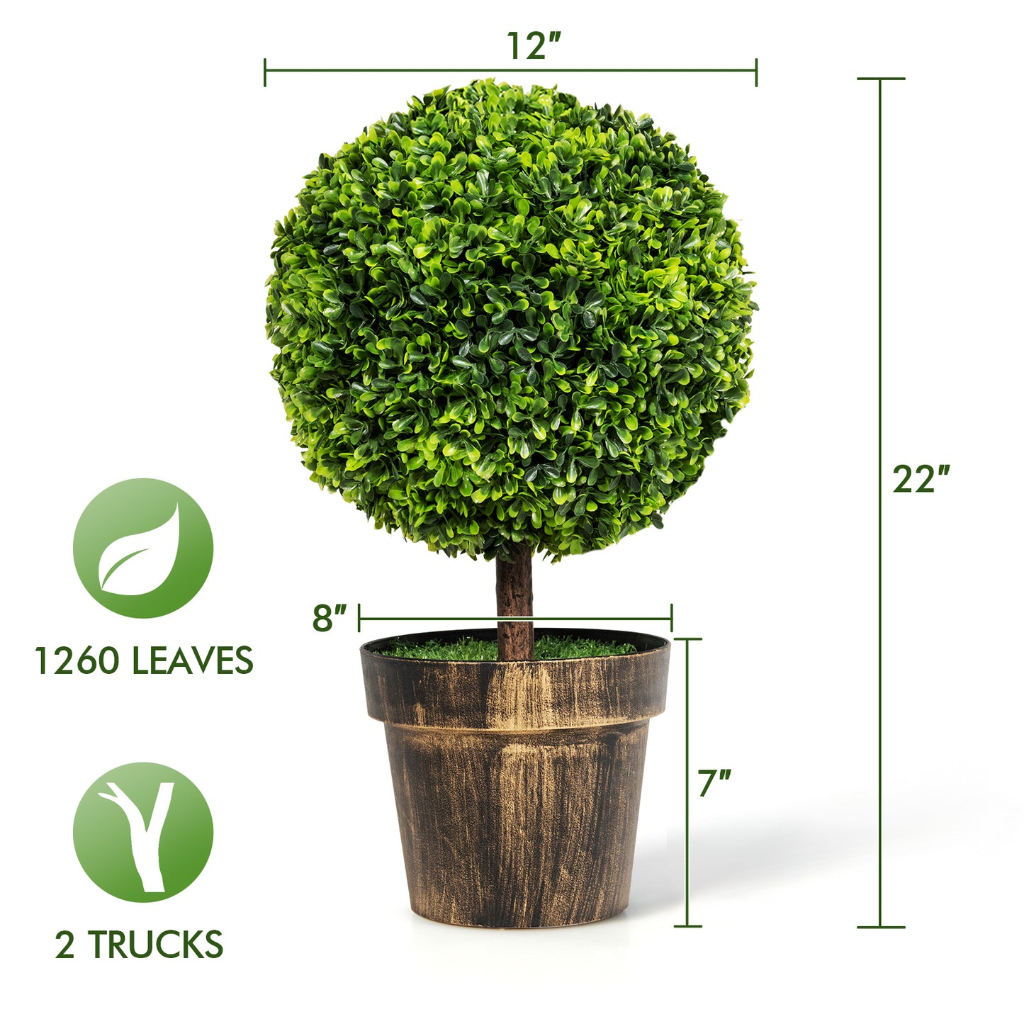 Artificial Ball Tree set of 2 with Natural Look and Water Resistance Faux Plants at Gallery Canada