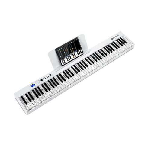 88-Key Foldable Digital Piano, MIDI, Wireless BT, White