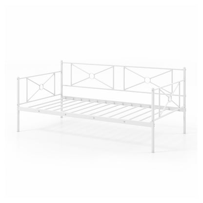 Metal Daybed Twin Bed Frame Stable Steel Slats Sofa Bed, White Trundle Bed Frame at Gallery Canada