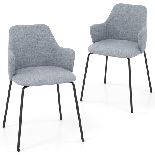 Dining Chairs Set of 2 with Curved Backrest Wide Seat and Armrests, Gray Dining Chairs Gray at Gallery Canada