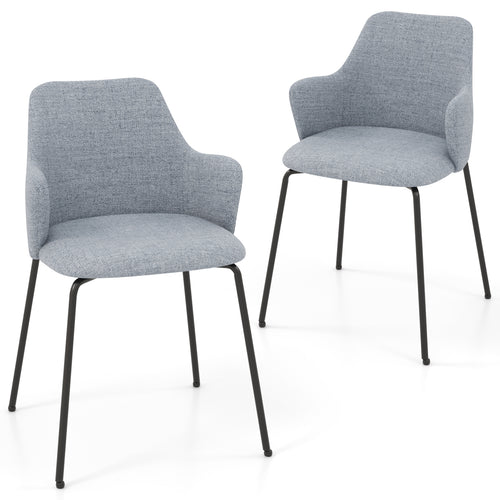 Dining Chairs Set of 2 with Curved Backrest  Wide Seat and Armrests, Gray