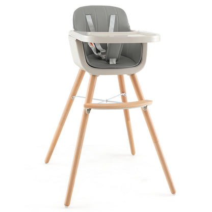 3-in-1 Convertible Wooden High Chair, Gray High Chairs at Gallery Canada