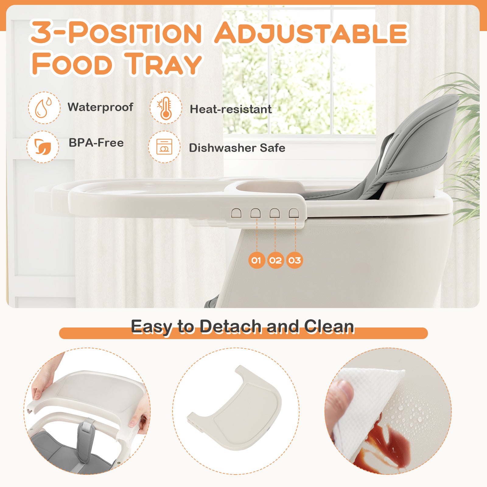 3-in-1 Convertible Wooden High Chair with Cushion, Gray High Chairs at Gallery Canada