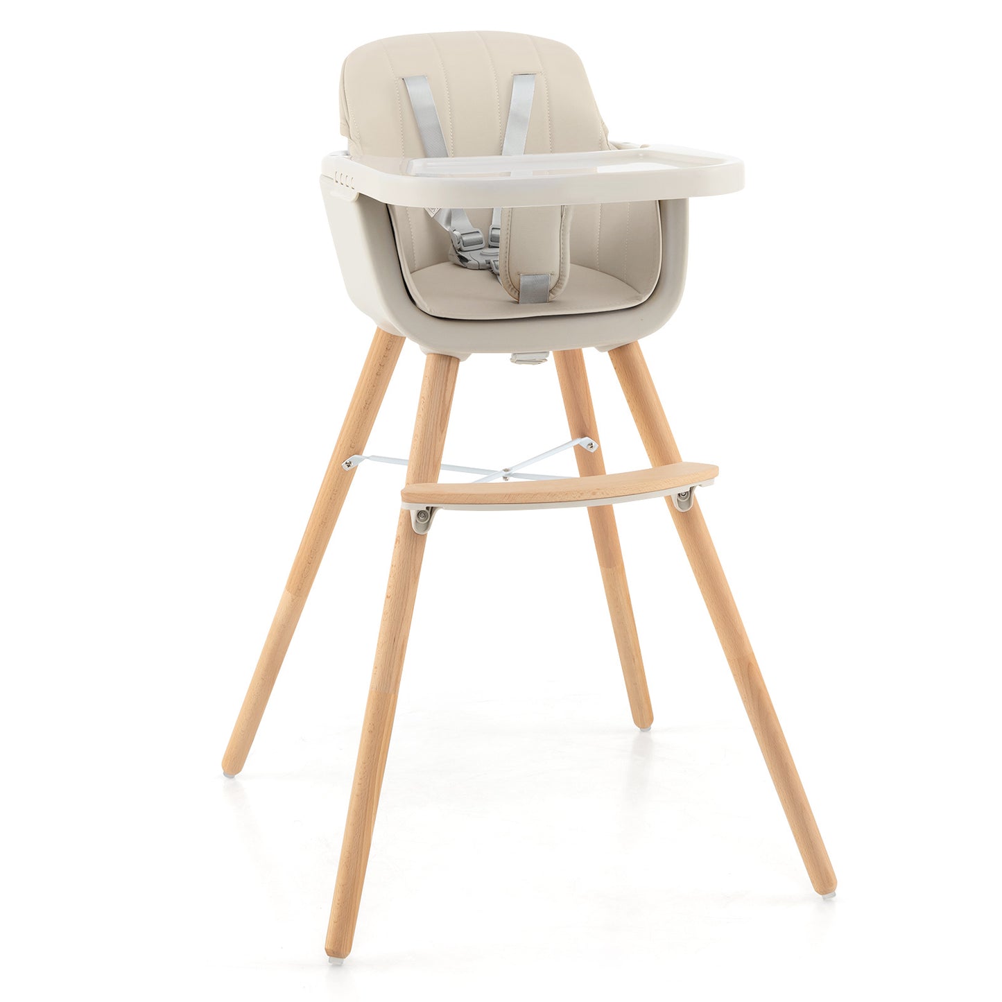 3-in-1 Convertible Wooden High Chair with Cushion, Beige High Chairs at Gallery Canada