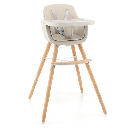 3-in-1 Convertible Wooden High Chair with Cushion, Beige High Chairs at Gallery Canada