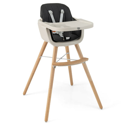 3-In-1 Convertible Wooden High Chair With Cushion, Black High Chairs at Gallery Canada