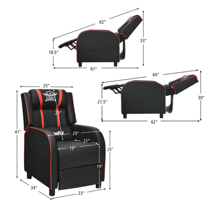 Massage Racing Gaming Single Recliner Chair, Red Gaming Chairs at Gallery Canada