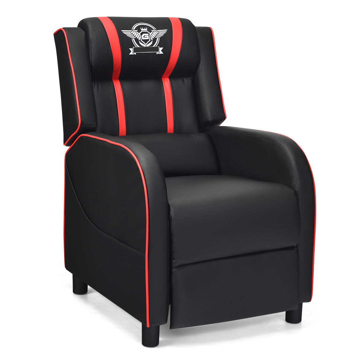 Massage Racing Gaming Single Recliner Chair, Red Gaming Chairs Red at Gallery Canada