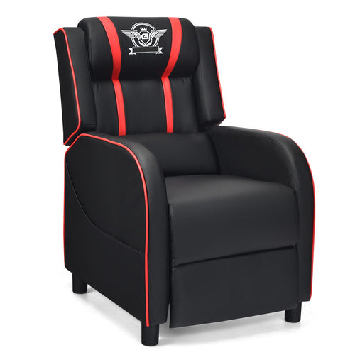 Massage Racing Gaming Single Recliner Chair, Red