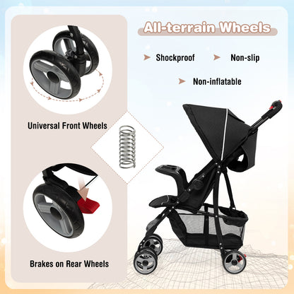 Toddler Travel Stroller for Airplane with Canopy and Adjustable Backrest, Black Baby Strollers at Gallery Canada