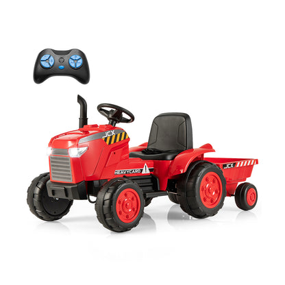 12V Kids Ride On Tractor with Trailer and Remote Control, Red Powered Ride On Toys at Gallery Canada