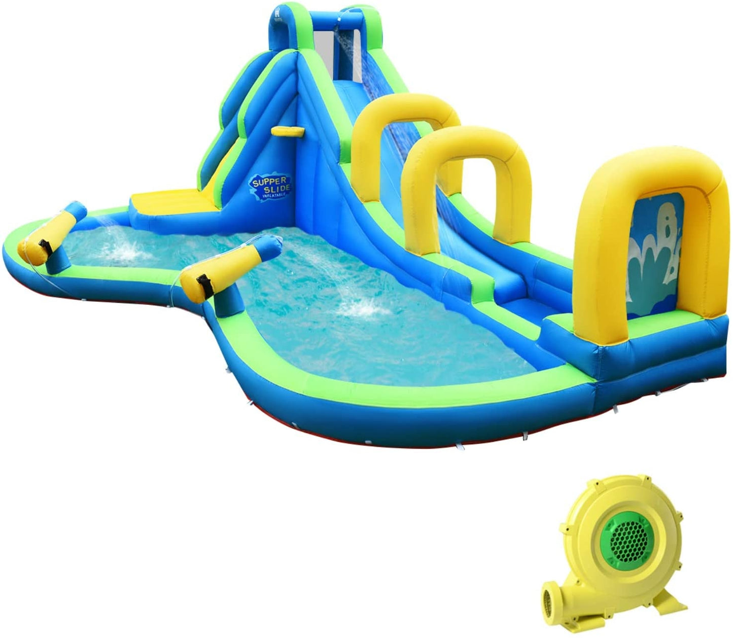 Inflatable Water Bounce, 735W Blower, Blue Bounce House Blue at Gallery Canada