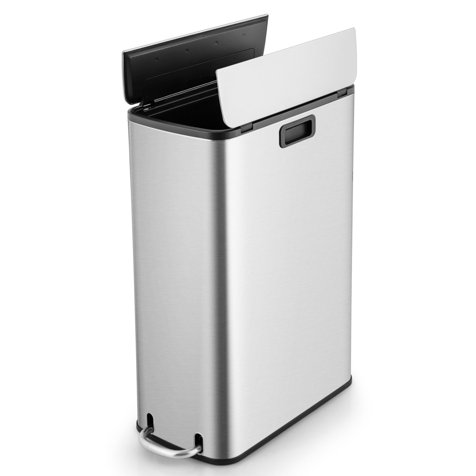 12 Gal Stainless Steel Trash Can with Soft-Closing Wing Lids, Silver Kitchen Utensils at Gallery Canada