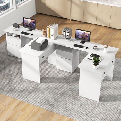 L-Shaped Computer Desk with Letter File Drawer, White L-Shaped Desks at Gallery Canada