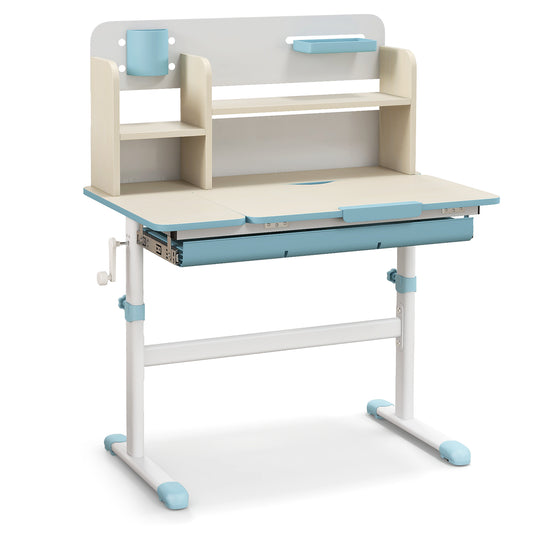 Kids Study Desk, Height Adjustable, Tilt Desktop, Blue Kids Table & Chair Sets Blue at Gallery Canada