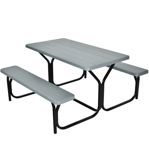 Outdoor Camping Picnic Table Bench Set, Gray