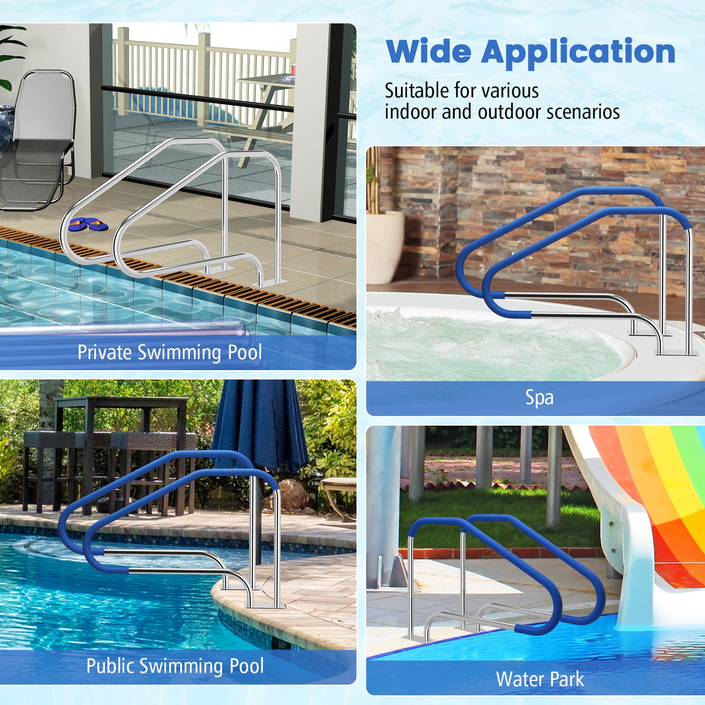 48x34 In. Swimming Pool Handrail, 316 Stainless Steel