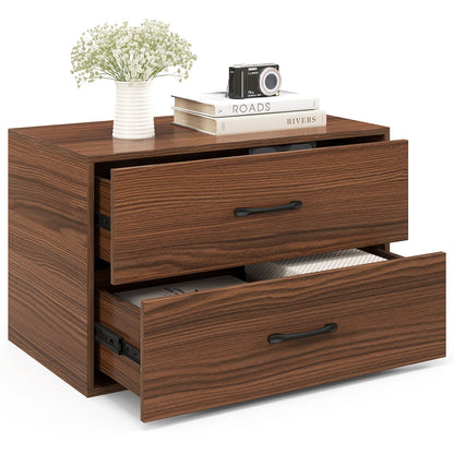 2-Drawer Stackable Horizontal Storage Cabinet Dresser Chest with Handles, Dark Brown Cabinets & Chests at Gallery Canada