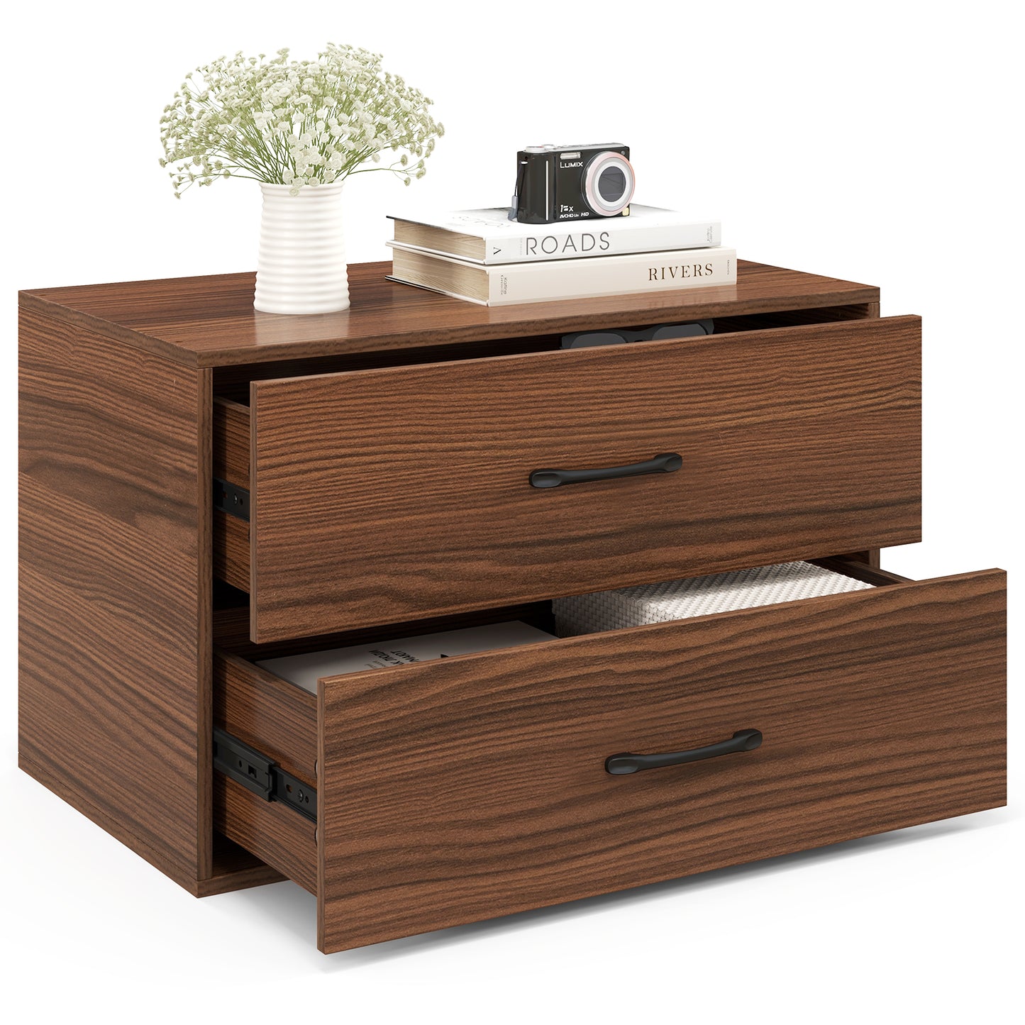 2-Drawer Stackable Horizontal Storage Cabinet, Dark Brown Cabinets & Chests Dark Brown at Gallery Canada