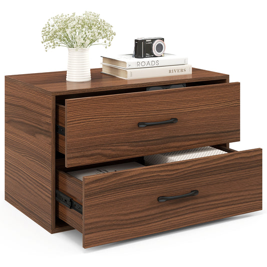 2-Drawer Stackable Horizontal Storage Cabinet, Dark Brown Cabinets & Chests Dark Brown at Gallery Canada
