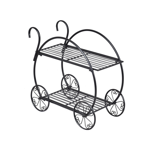 Heavy Duty Metal Flower Cart Plant Stand, Black Plant Stands Black at Gallery Canada