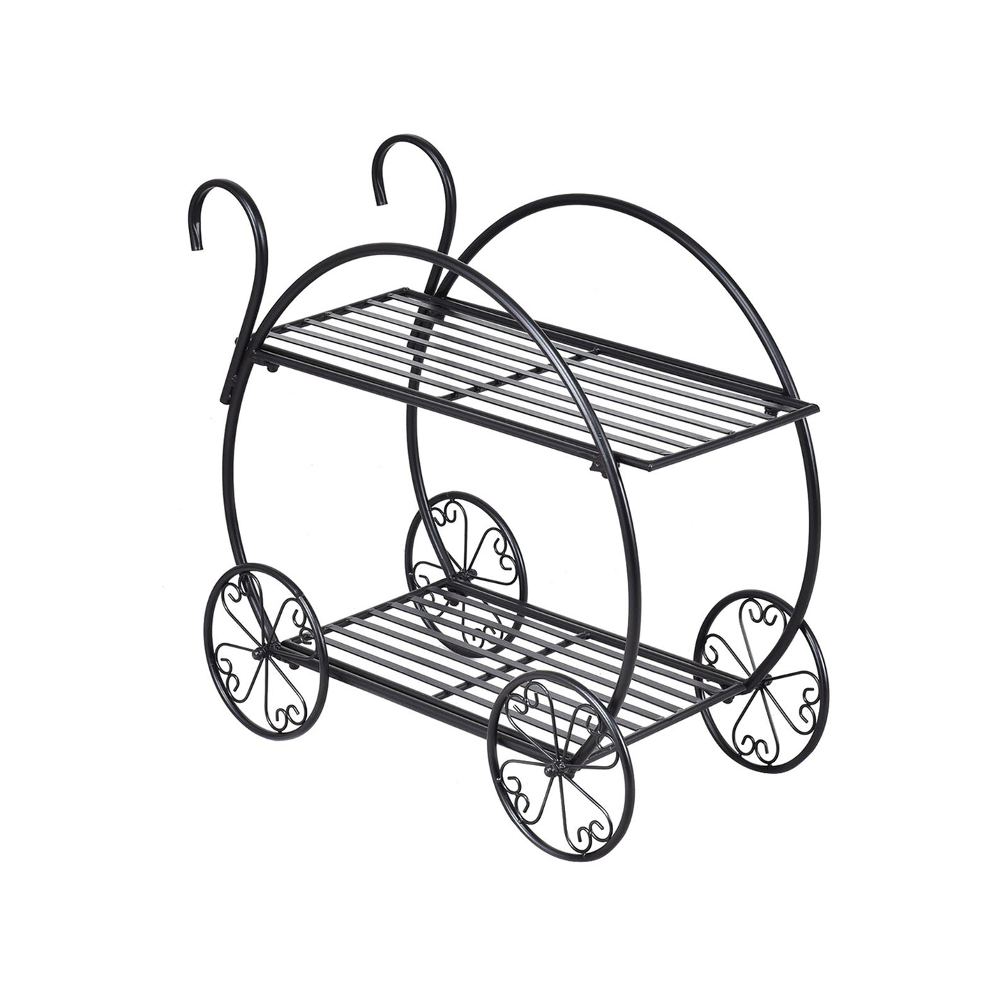 Heavy Duty Metal Flower Cart Plant Stand, Black Plant Stands Black at Gallery Canada