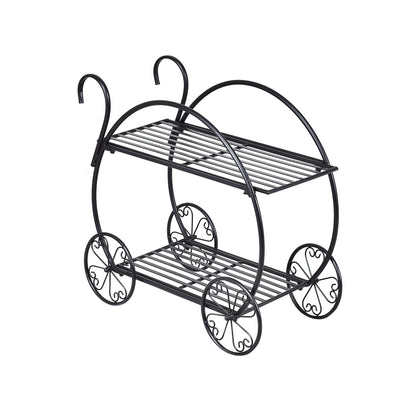 Heavy Duty Metal Flower Cart Plant Stand, Black Plant Stands Black at Gallery Canada