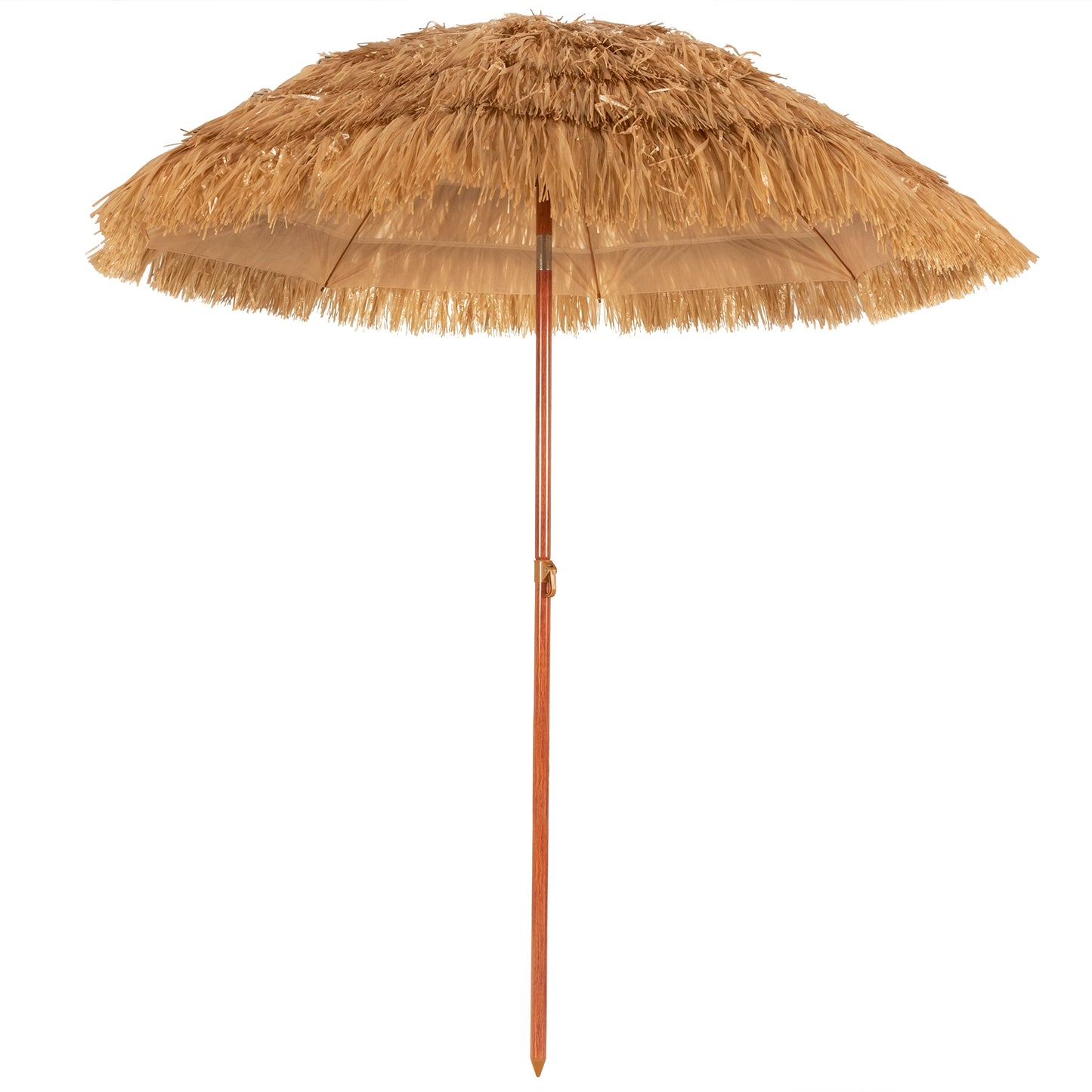 6.5 Feet Portable Thatched Tiki Beach Umbrella with Adjustable Tilt for Poolside and Backyard, Natural Outdoor Umbrellas at Gallery Canada