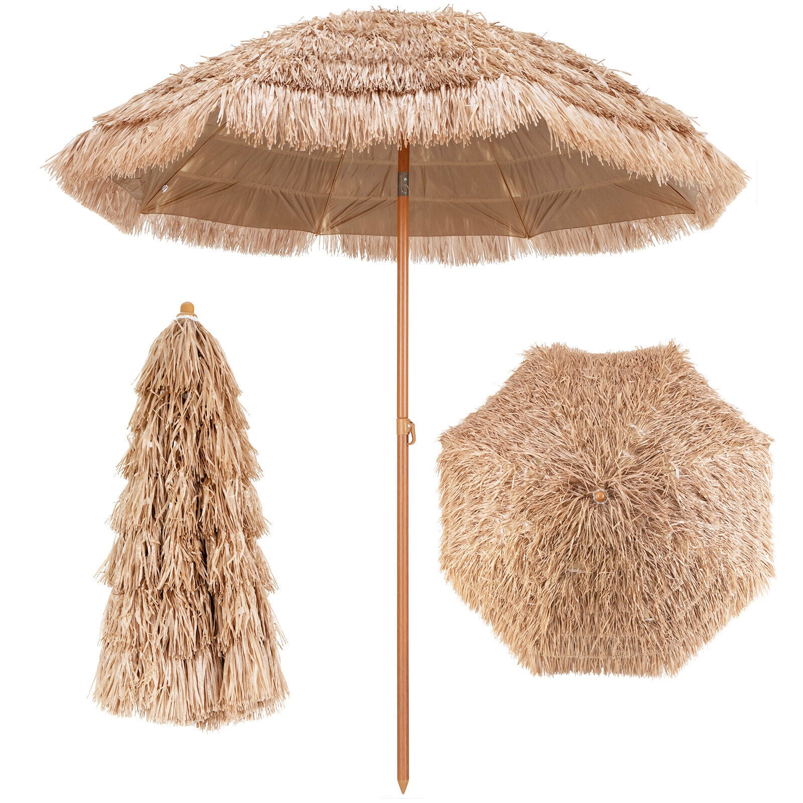 7.2 Feet Patio Thatched Tiki Umbrella Hawaiian Hula Beach Umbrella Outdoor Umbrellas at Gallery Canada