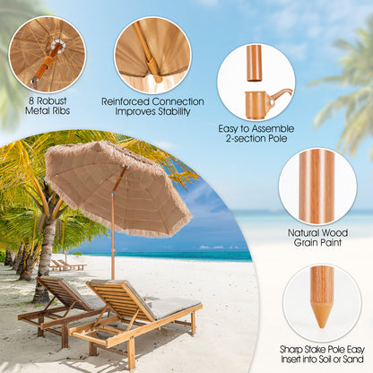 7.2 Feet Patio Thatched Tiki Umbrella Hawaiian Hula Beach Umbrella Outdoor Umbrellas at Gallery Canada