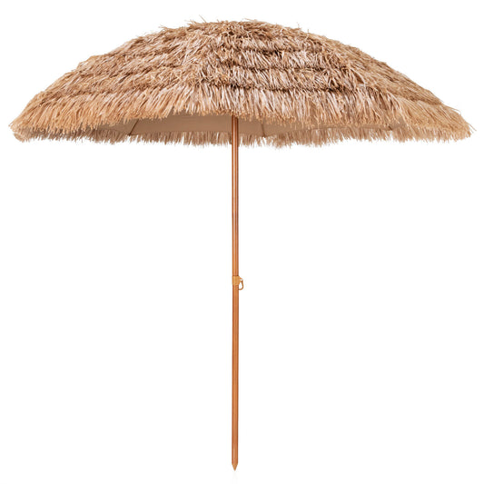 8 Feet Thatched Tiki Umbrella, Natural