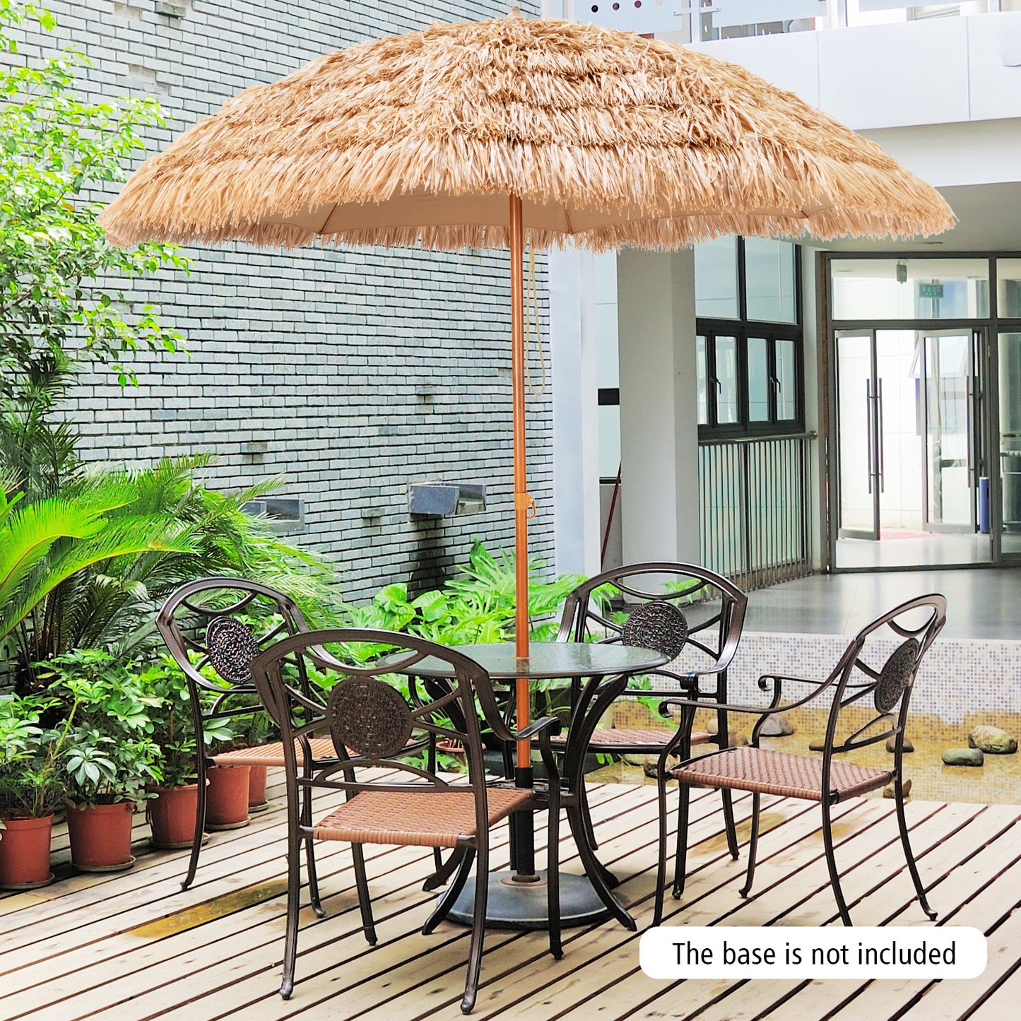 8 Feet Patio Thatched Tiki Umbrella Hawaiian Hula Beach Umbrella, Natural Outdoor Umbrellas at Gallery Canada