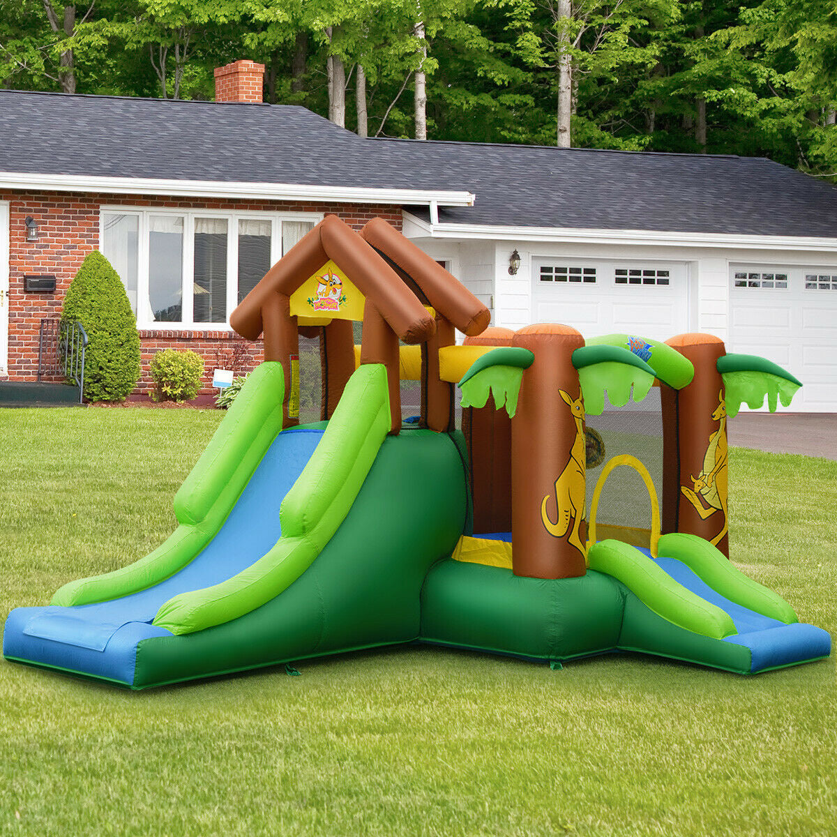 Kids Inflatable Jungle Bounce House Castle with 735W Blower Bounce House at Gallery Canada