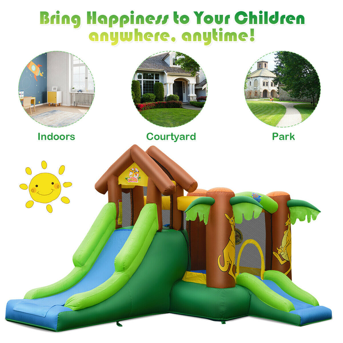 Kids Inflatable Jungle Bounce House Castle with 735W Blower Bounce House at Gallery Canada
