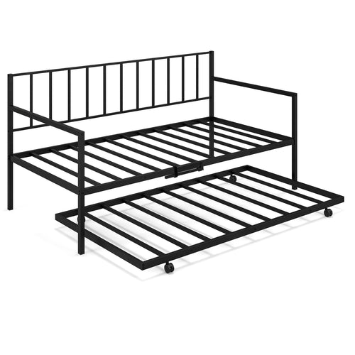 Twin Size Daybed and Trundle Frame Set Trundle Bedframe, Black