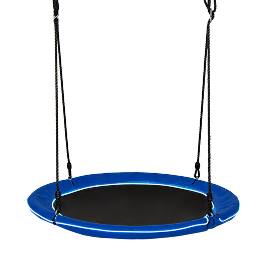 40 Inches Saucer Tree Swing Round with Lights for Kids and Adults, Navy Swing & Playsets Navy at Gallery Canada