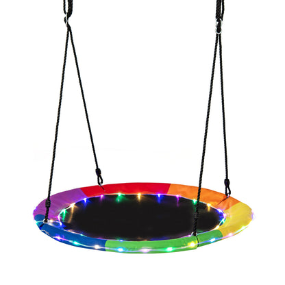 40 Inches Saucer Tree Swing Round with Lights for Kids and Adults, Multicolor Swing & Playsets Multicolor at Gallery Canada