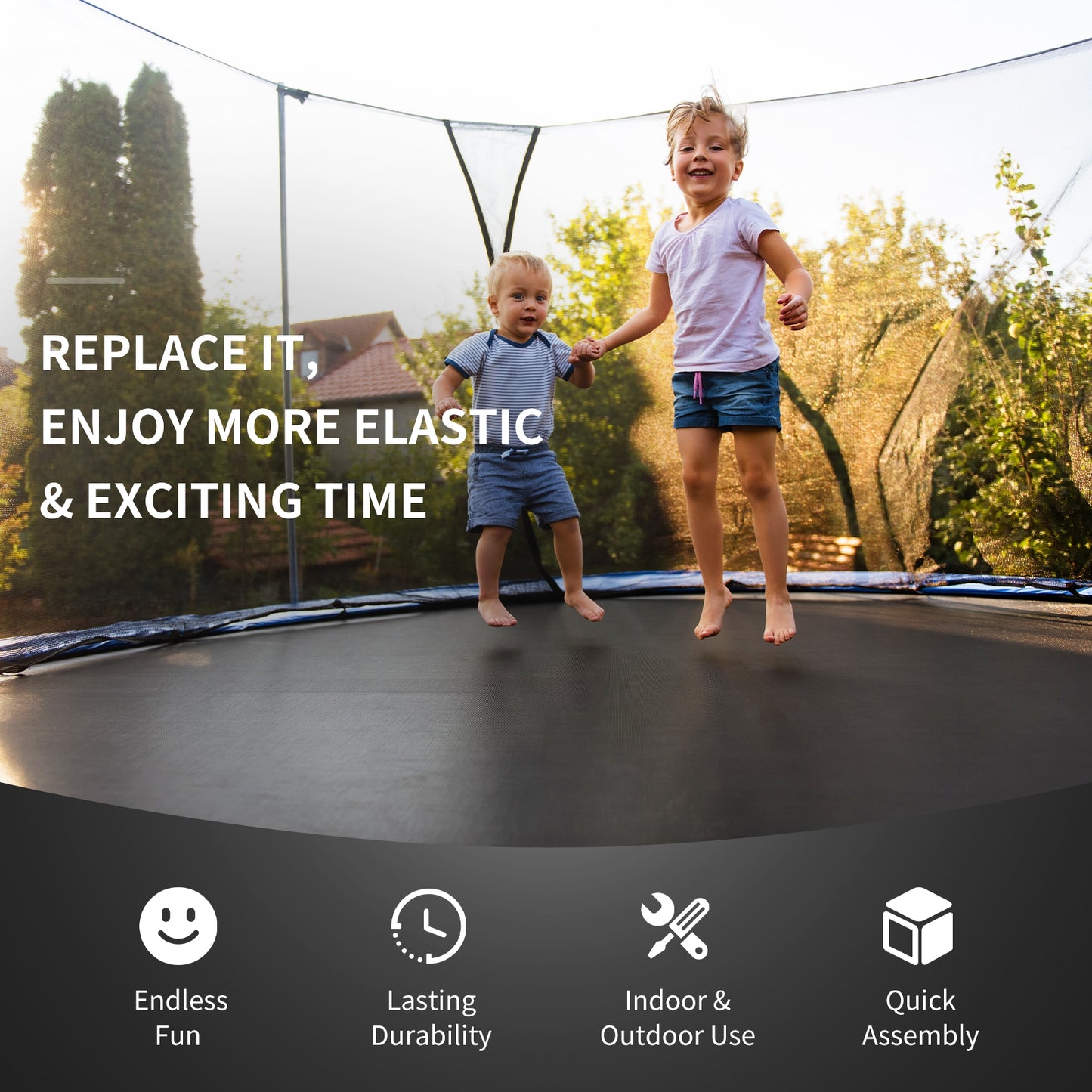 High-Elastic PP Replacement Jumping Mat-10 ft, Black Trampoline Accessories at Gallery Canada
