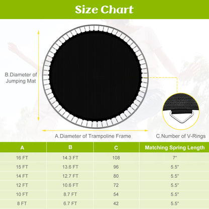 High-Elastic PP Replacement Jumping Mat-10 ft, Black Trampoline Accessories at Gallery Canada