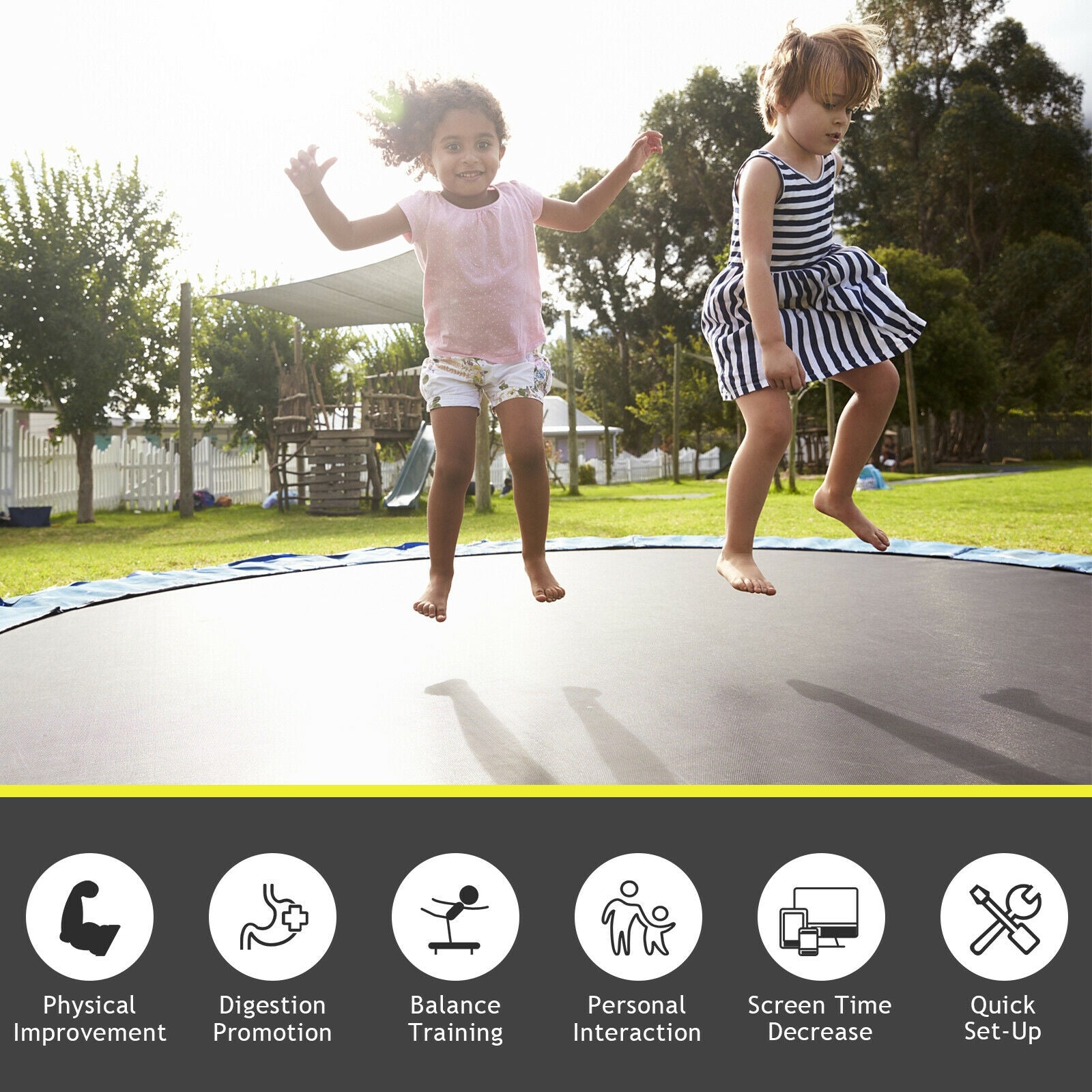 High-Elastic PP Replacement Jumping Mat-15 ft, Black Trampoline Accessories at Gallery Canada