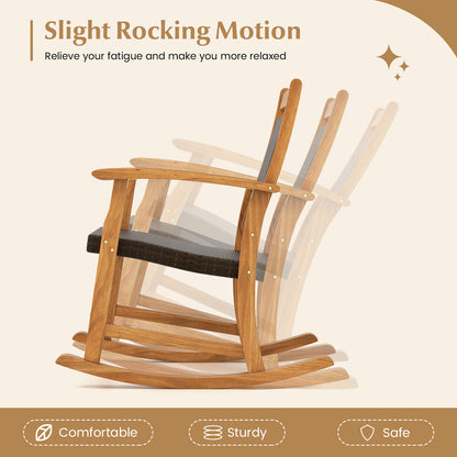 3 Pieces Acacia Wood Patio Rocking Chair Set with Side Table, Brown Patio Conversation Sets at Gallery Canada