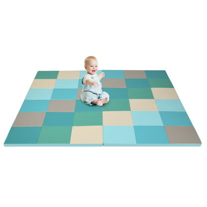 58 Inch Toddler Foam Play Mat Baby Folding Activity Floor Mat, Light Blue Baby Gyms & Playmats at Gallery Canada