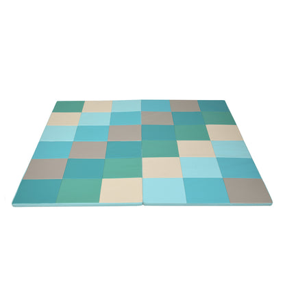 Tapis de jeu en mousse pour tout-petits de 58 pouces, tapis de sol d'activité pliable pour bébé, bleu clair